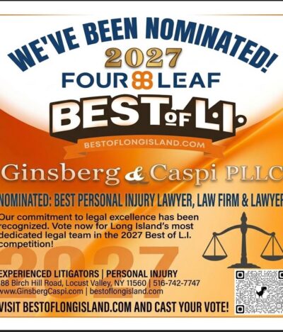 Personal Injury Law Firm Ginsberg & Caspi, PLLC and Partner Peter Ginsberg Once Again Recognized Amongst The Best Of Long Island